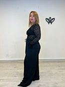 Top camiseta encaje transparente escote en pico negra