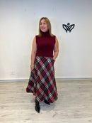 Jersey de punto de cuello subido sin mangas en burdeos