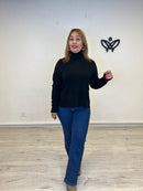 Jersey de punto largo de cuello subido negro