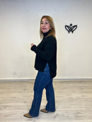 Jersey de punto largo de cuello subido negro