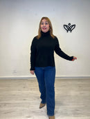 Jersey de punto largo de cuello subido negro