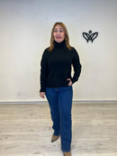 Jersey de punto largo de cuello subido negro