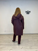 Gabardina trench impermeable con forro capucha burdeos