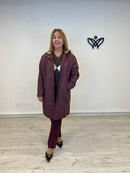 Gabardina trench impermeable con forro capucha burdeos