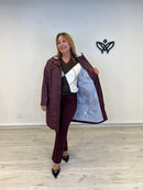 Trench parka corta forrada con capucha marrón chocolate
