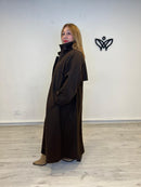 Abrigo de paño largo oversize marrón chocolate