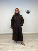 Abrigo de paño largo oversize marrón chocolate