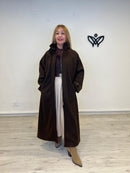 Abrigo de paño largo oversize marrón chocolate