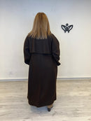 Abrigo de paño largo oversize marrón chocolate