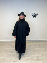 Abrigo de paño largo oversize negro