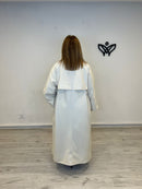 Abrigo de paño largo oversize beis