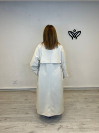 Abrigo de paño largo oversize beis