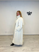 Abrigo de paño largo oversize beis