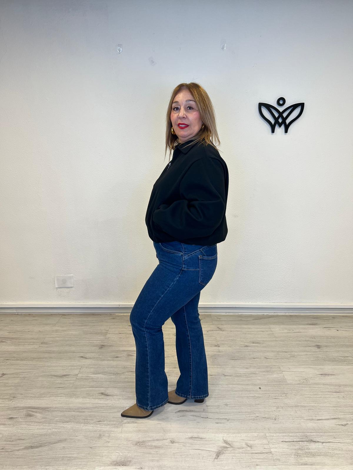 Bomber cazadora paño abrocha con cremallera negra