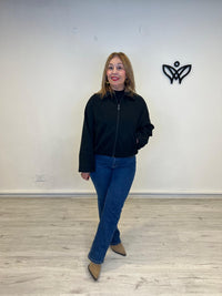 Bomber cazadora paño abrocha con cremallera negra