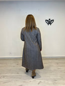 Abrigo largo estampado de espigas marrón chocolate