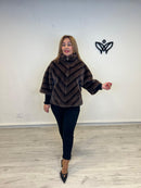 Abrigo chaqueta de pelo abrocha con cremallera en marrón chocolate