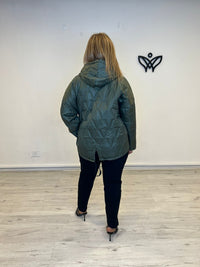 Plumas cazadora corto acolchada con capucha verde