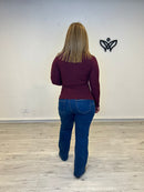 Jersey de punto cuello alto dibujo de ochos burdeos