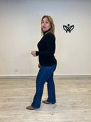 Jersey de punto cuello alto dibujo de ochos negro