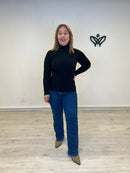 Jersey de punto cuello alto dibujo de ochos negro