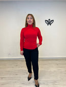 Jersey cuello alto de punto básico rojo