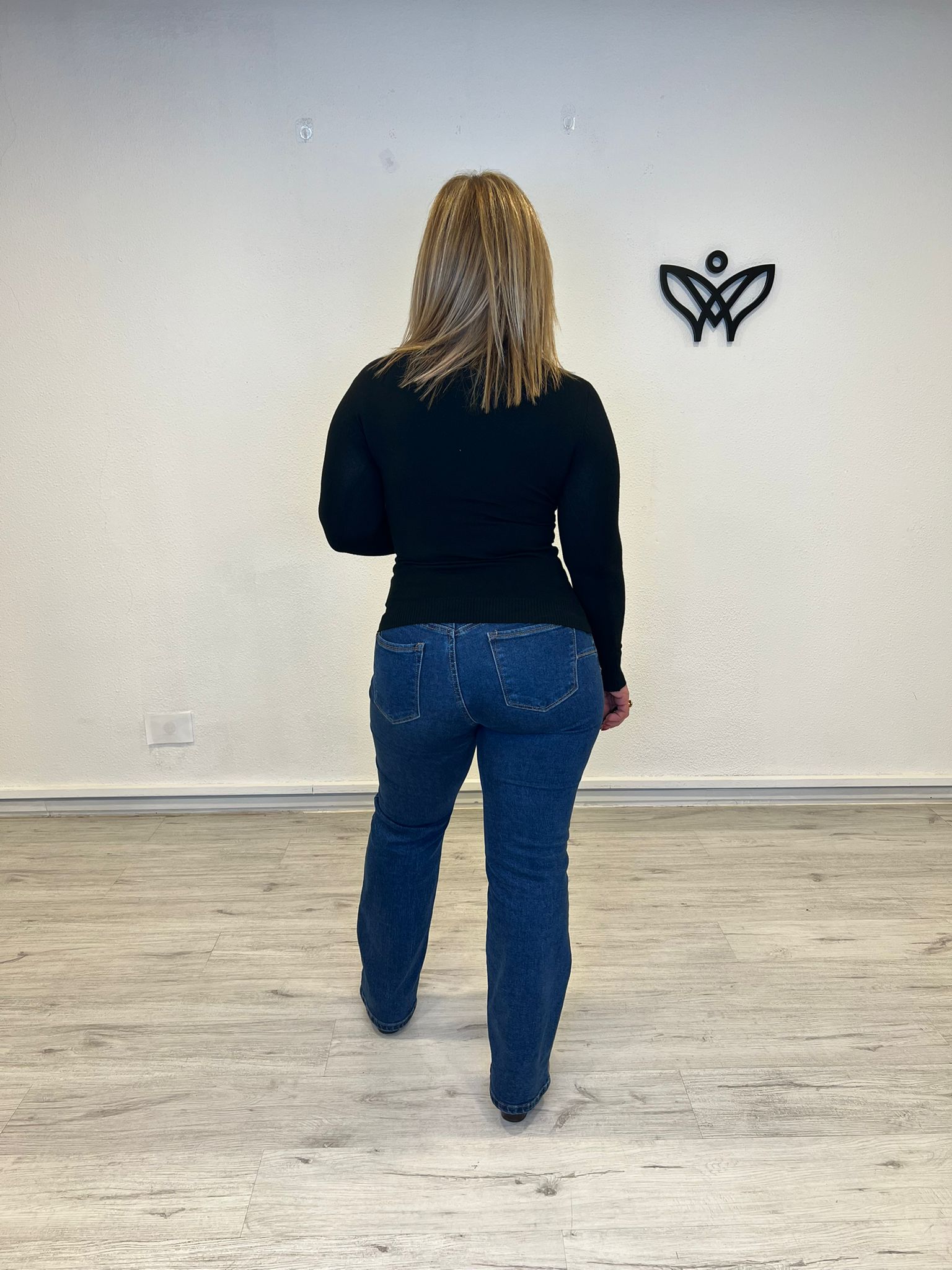 Jersey de punto básico de cuello subido negro