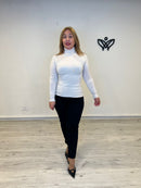 Jersey de punto básico de cuello subido beis