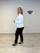 Jersey de punto básico de cuello subido blanco