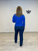 Jersey de punto básico de cuello subido azulon