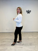 Jersey de punto básico de cuello subido beis