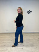 Jersey de punto básico de cuello subido negro