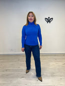 Jersey de punto básico de cuello subido azulon