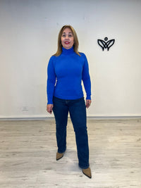 Jersey de punto básico de cuello subido azulon