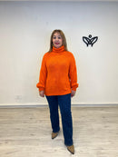 Jersey de cuello subido de punto gordo oversize naranja