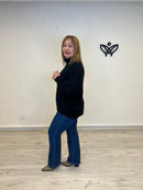 Jersey de cuello subido de punto gordo oversize negro