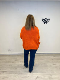 Jersey de cuello subido de punto gordo oversize naranja
