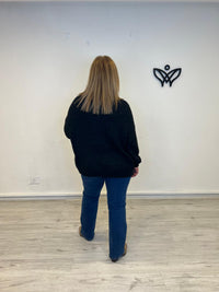 Jersey de cuello subido de punto gordo oversize negro