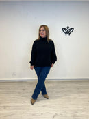 Jersey de cuello subido de punto gordo oversize negro