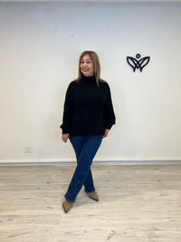 Jersey de cuello subido de punto gordo oversize negro