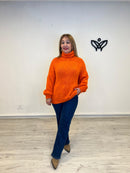 Jersey de cuello subido de punto gordo oversize naranja