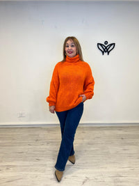Jersey de cuello subido de punto gordo oversize naranja