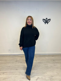 Jersey de cuello subido de punto gordo oversize negro