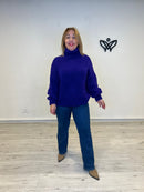 Jersey de cuello subido de punto gordo oversize violeta