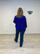Jersey de cuello subido de punto gordo oversize violeta