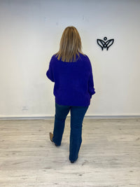Jersey de cuello subido de punto gordo oversize violeta