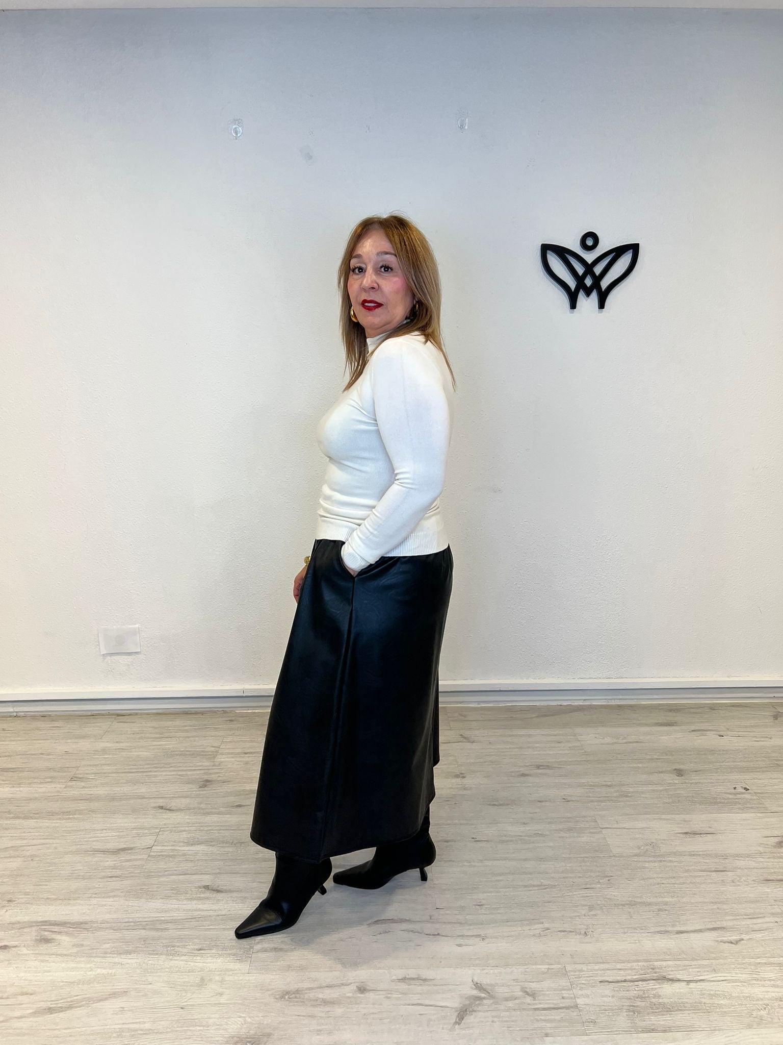 Jersey de punto básico cuello Perkins beis