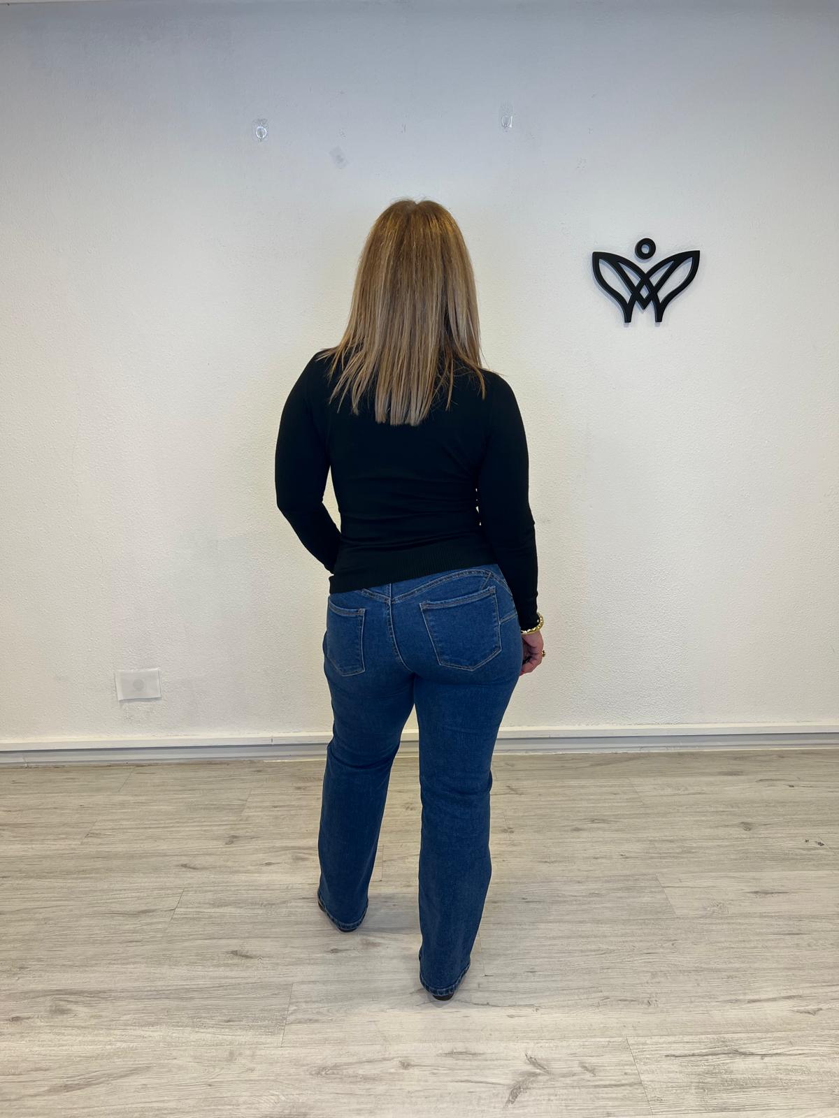 Jersey de punto básico cuello Perkins negro