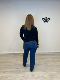 Jersey de punto básico cuello Perkins negro