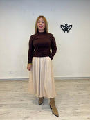 Jersey de punto básico cuello Perkins marrón chocolate